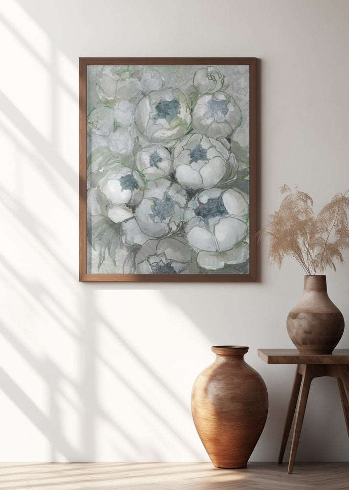 Nuria bouquet of peonies in teal and green