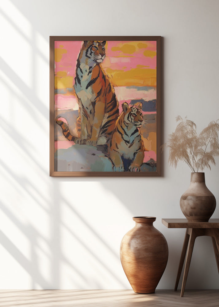 Tigers At Sunset