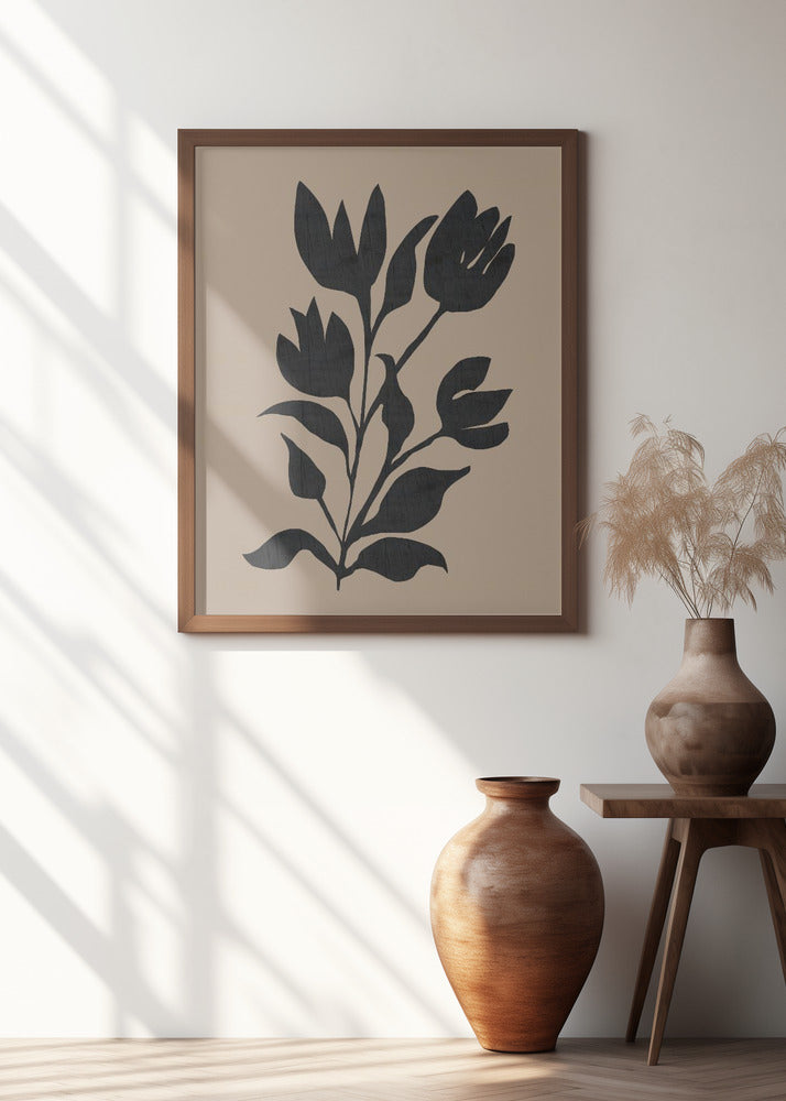 Black Tulips Modern Botanical Silhouette