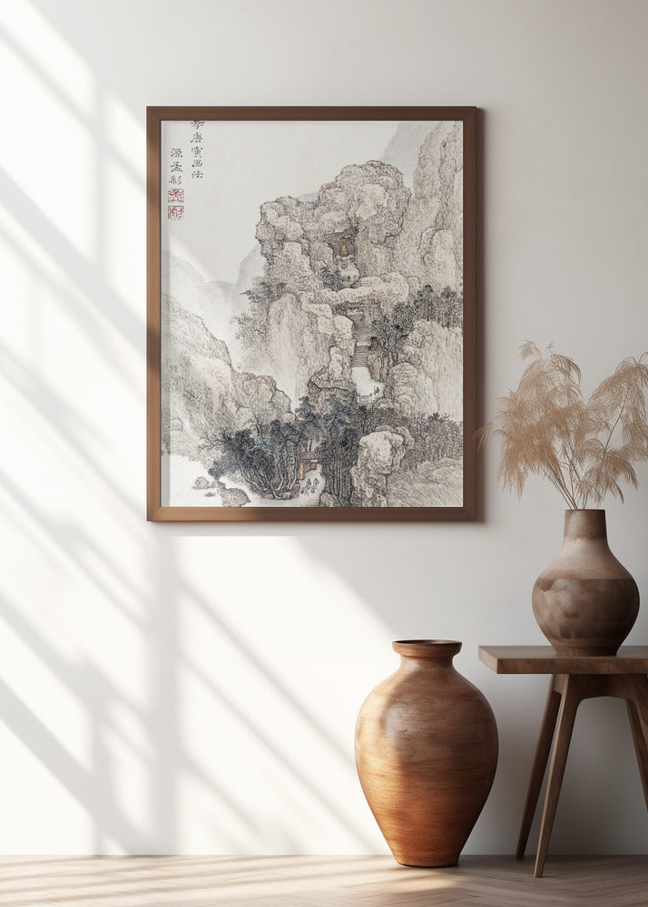 Japanese Rocky Landscape, Vintage Illustration