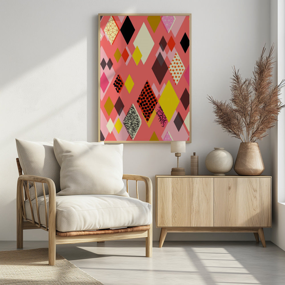 Geometric Patterns With Colorful Diamonds And Shapes