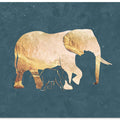 Gold Elephant Line art Silhouettes 2