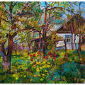 Spring garden, blooming apple trees