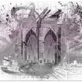 Art Prints of City Art Brooklyn Bridge im Detail | pink
