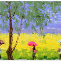 Rape Flower Landscape On A Rainy Day