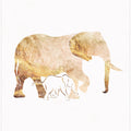 Canvas Art Print White Gold Elephants