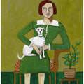 Vintage Lady with her white dog