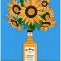 Sunflowers in Honey Whiskey Retro Illustration