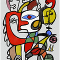 Art Prints of Line art of many faces