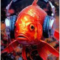 Gold Fish With Headphones animal