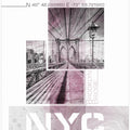 Art Prints of Poster Art NYC Brooklyn Bridge | pink marble