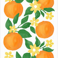 Oranges with Green Leaves and Delicate Yellow Flowers