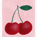 Red Cherries with a Green Leaf