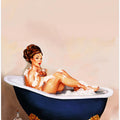 Bathtub Drinks: Pinup Girl Drinking In Bathroom