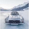 Retro Silver Car On Froozen Lake