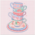 Teacup with Mushroom Patterns