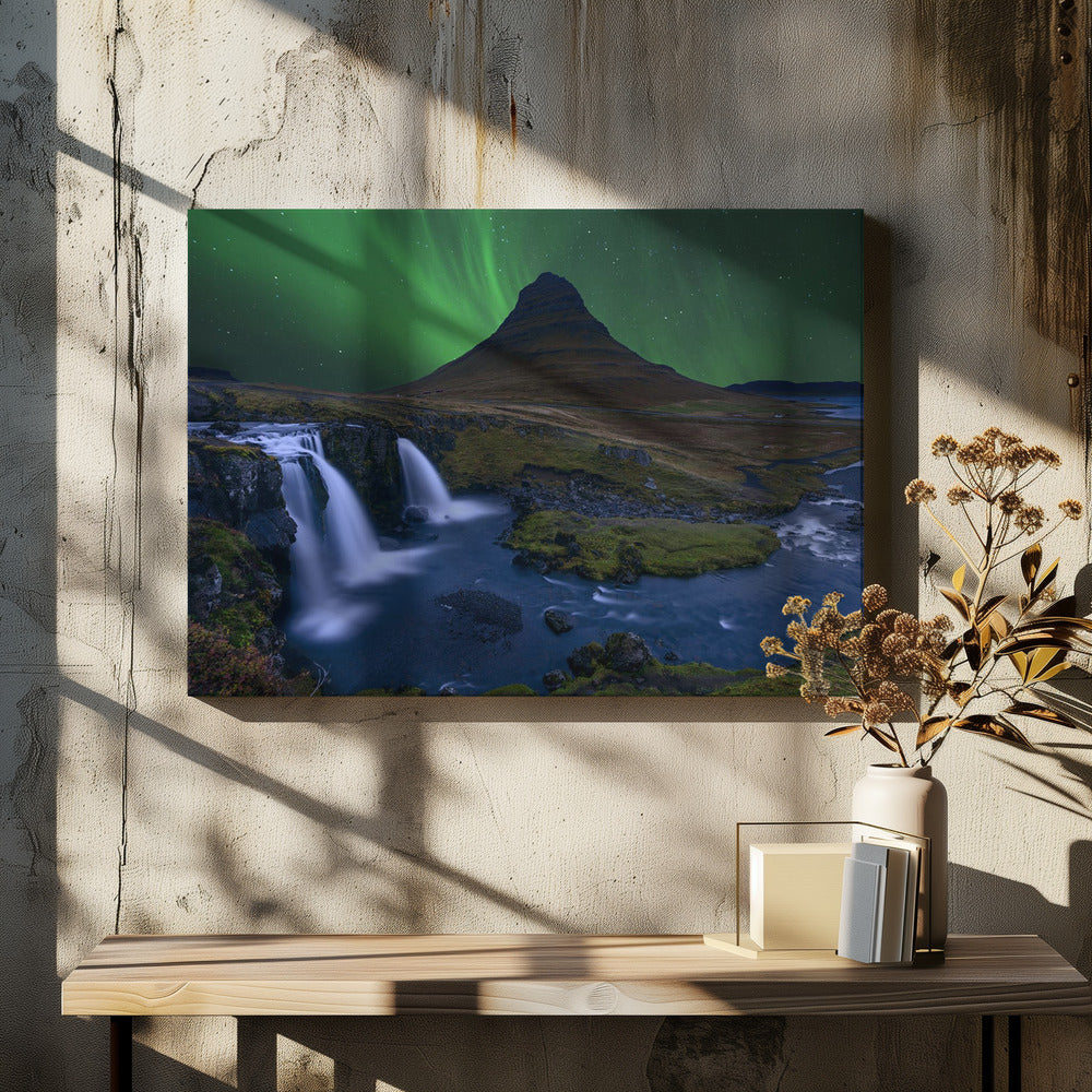 Kirkjufell...   Under a boreal green sky