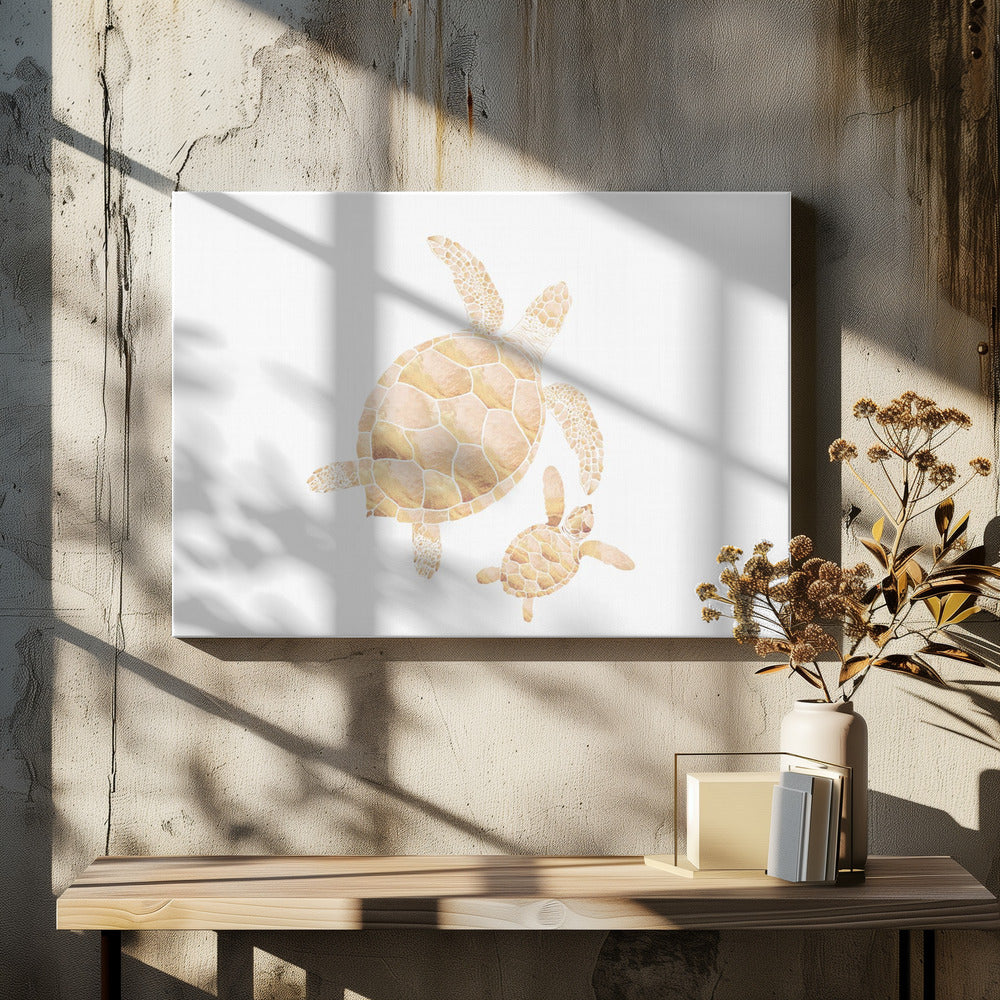 Landscape gold turtles white
