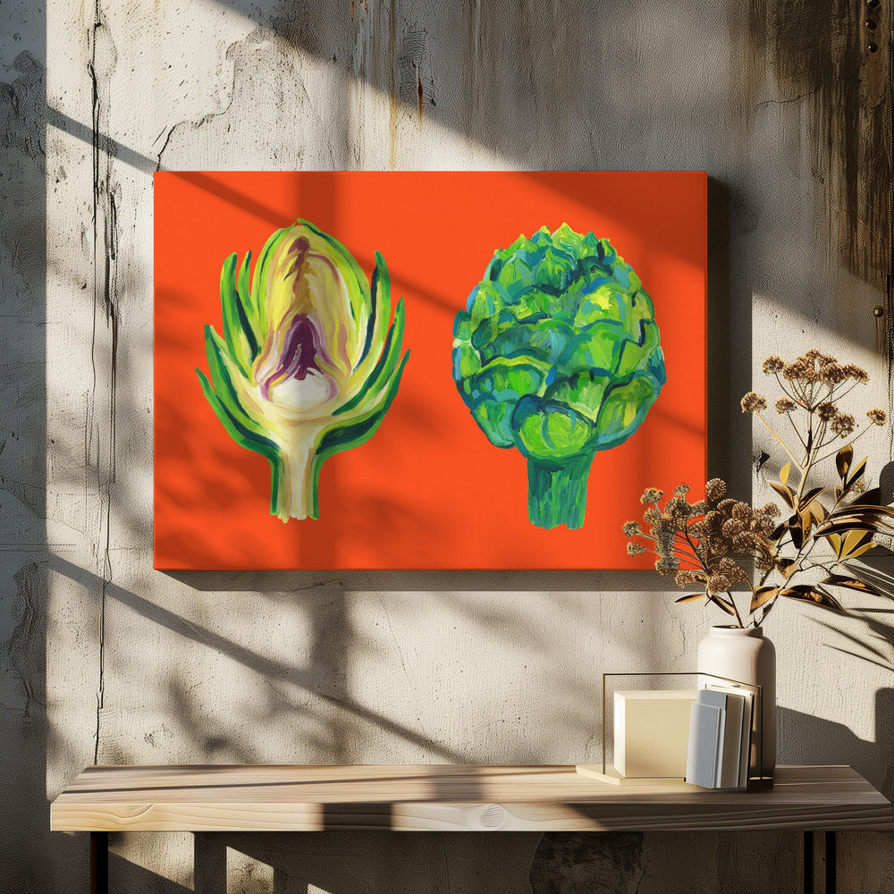 Artichokes On Orange