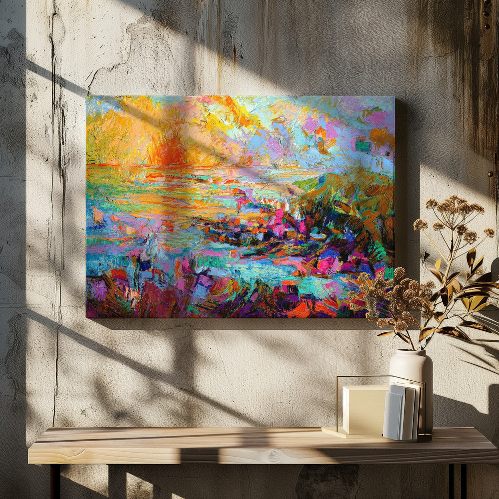 Sunset Over A Vivid Landscape