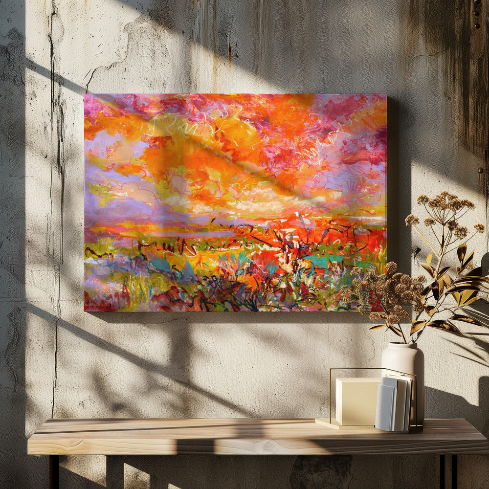 Fiery Sunset Fields