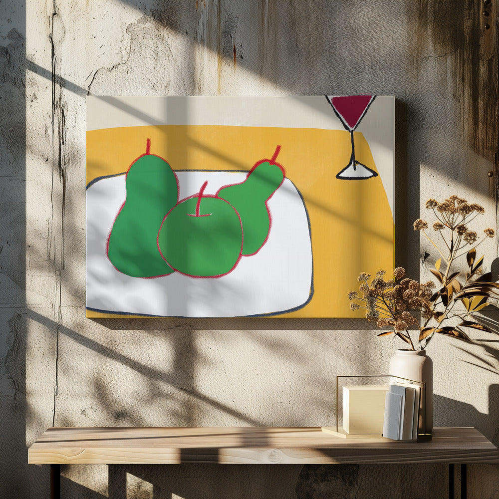 Green pears on the table