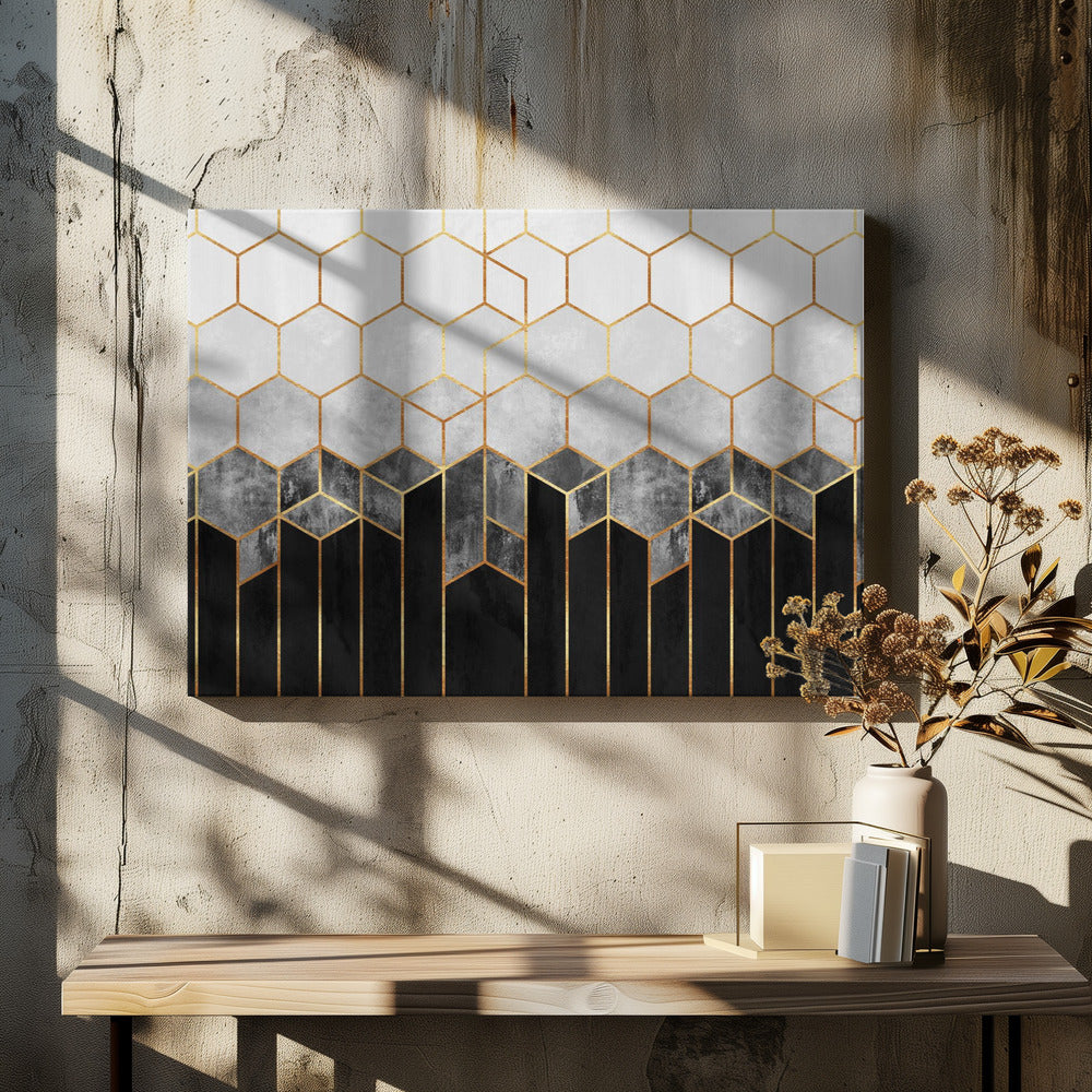 Art Prints of Charcoal Hexagons