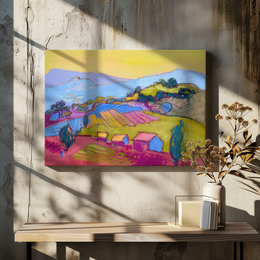 Pastel Hillside View