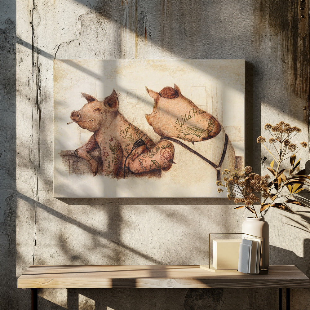 Tattooed Pigs In A Vintage Style