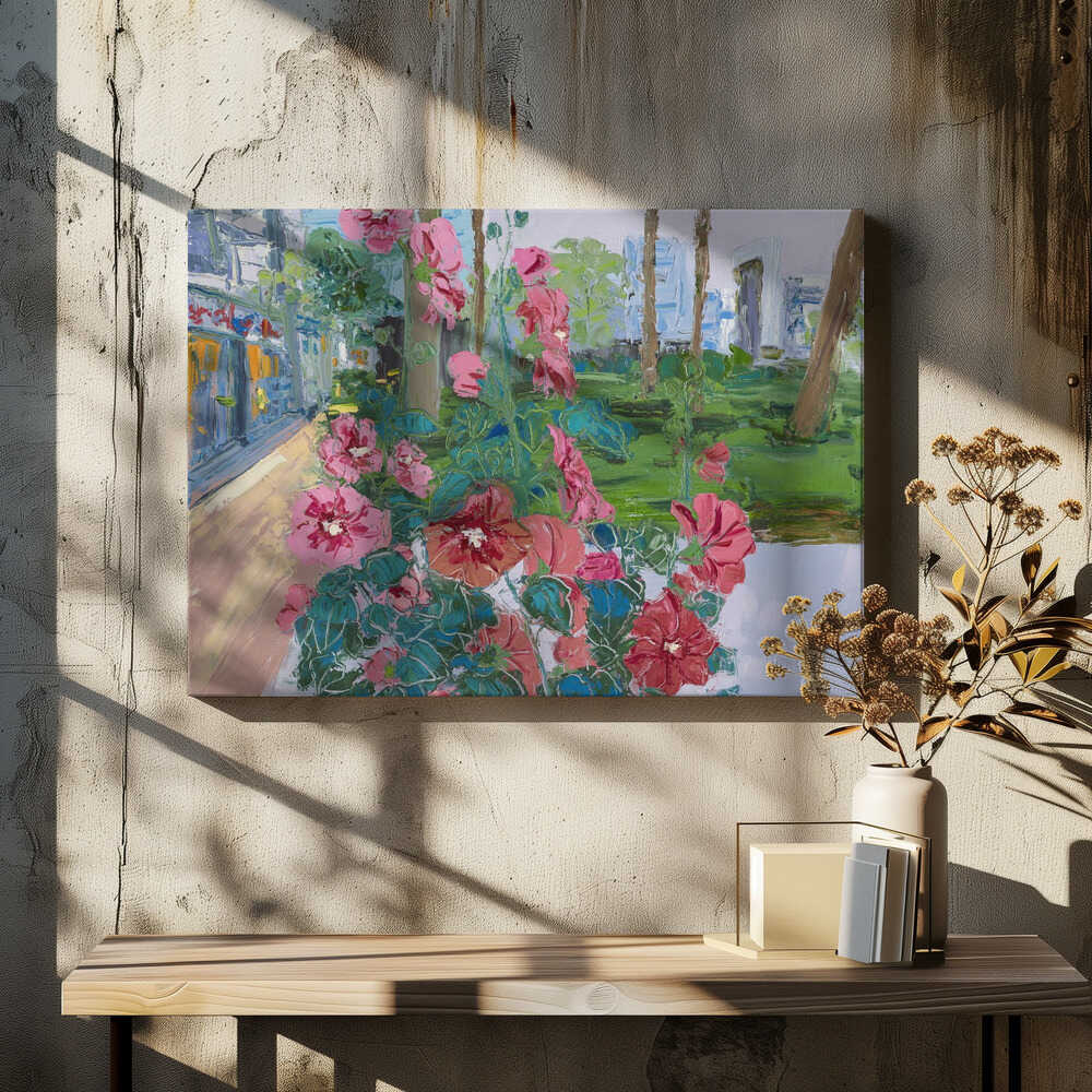 Vibrant Pink Flowers And Lush Green Leaves