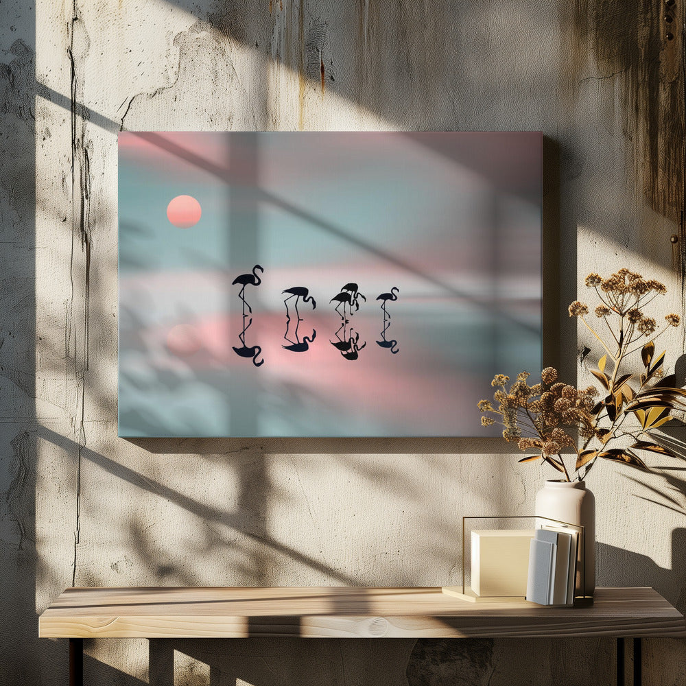 Family flamingos.