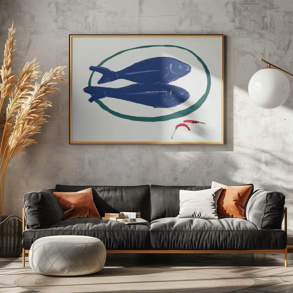 Art Prints of Blue fishes still life