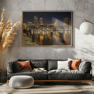 Art Prints of BOSTON Fan Pier Park & Skyline at night