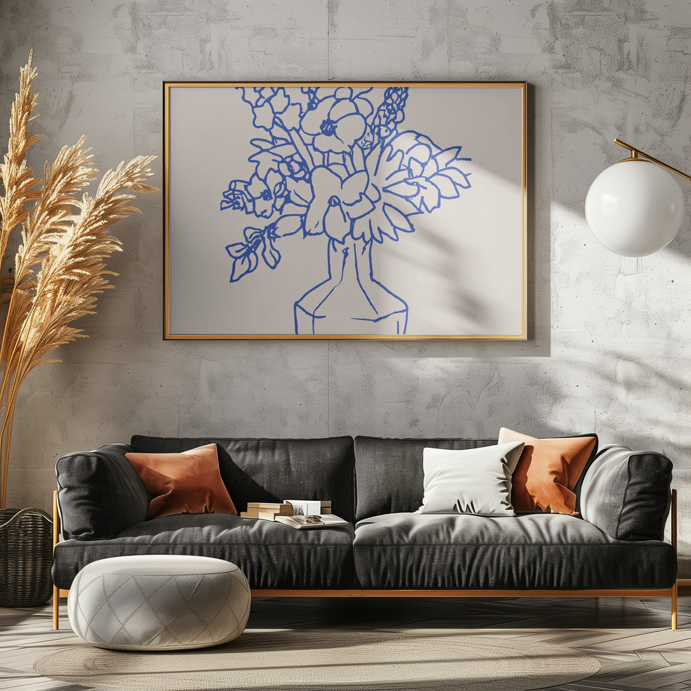 Blue Floral Sketch