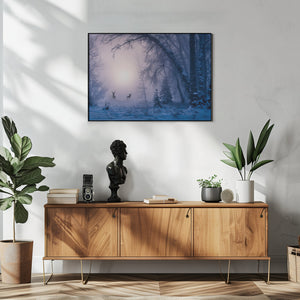 Art Prints of The shadow of deer in the morning fog