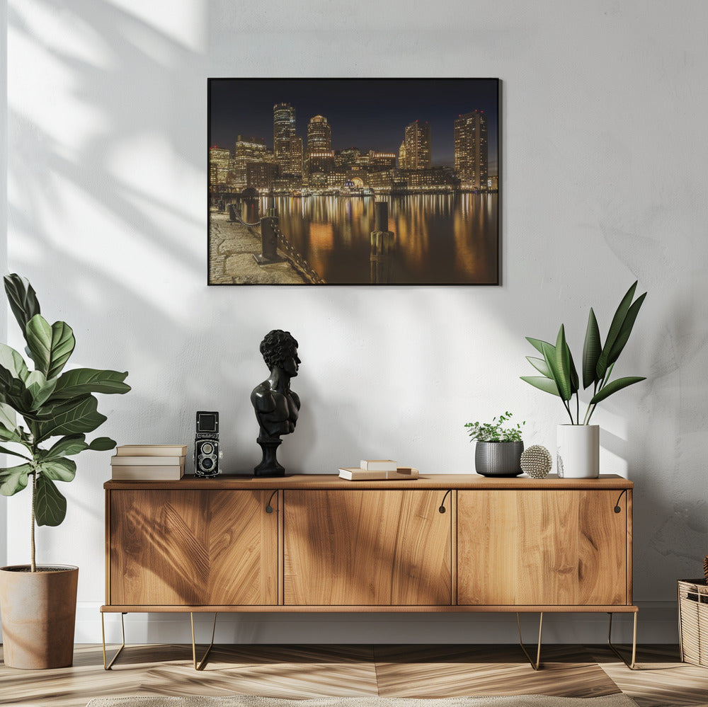 Art Prints of BOSTON Fan Pier Park & Skyline at night
