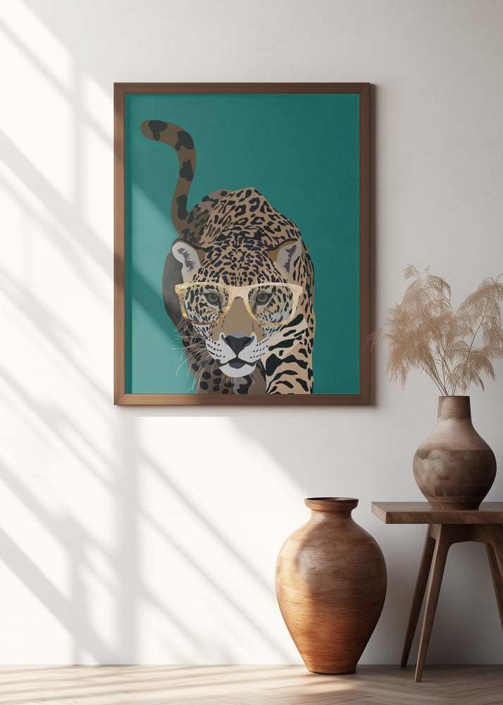 Canvas Art Print Curious green leopard