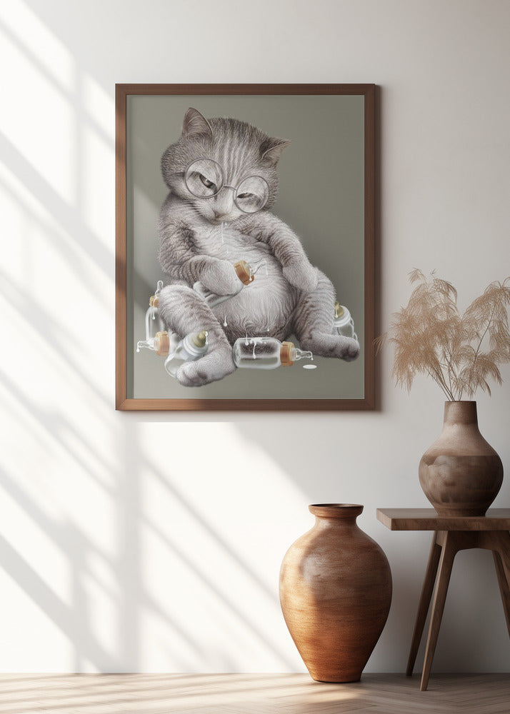 Canvas Art Print greedy cat