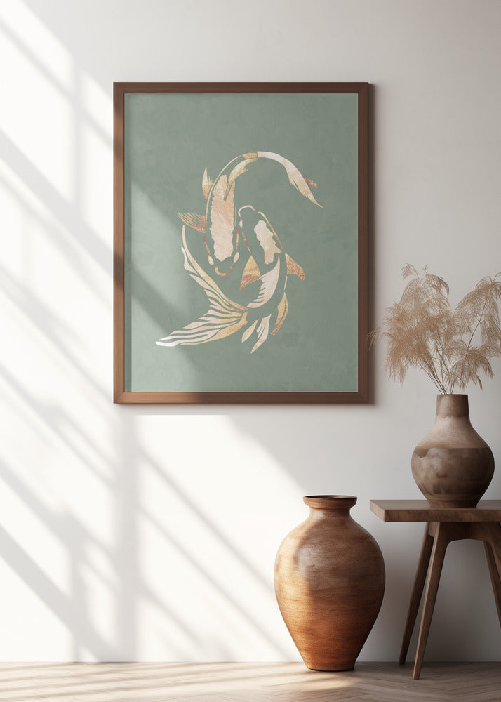 Sage Green Gold Koi Fish 1