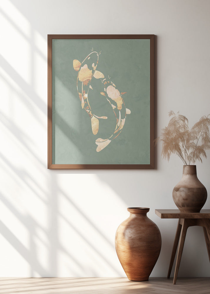 Sage Green Gold Koi Fish 2