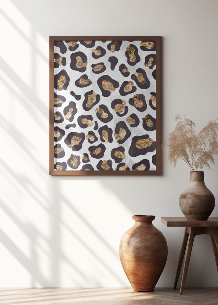 Gold Black leopard print
