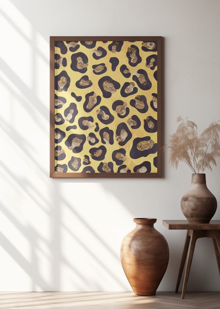 Yellow orange leopard print gold
