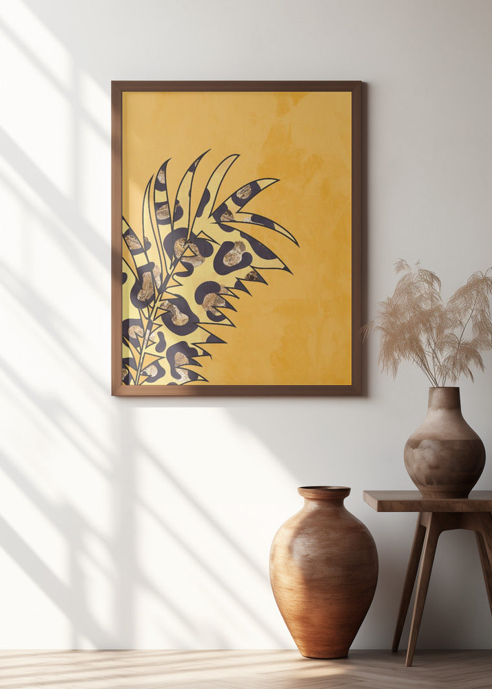 Yellow leopard print palm leaf