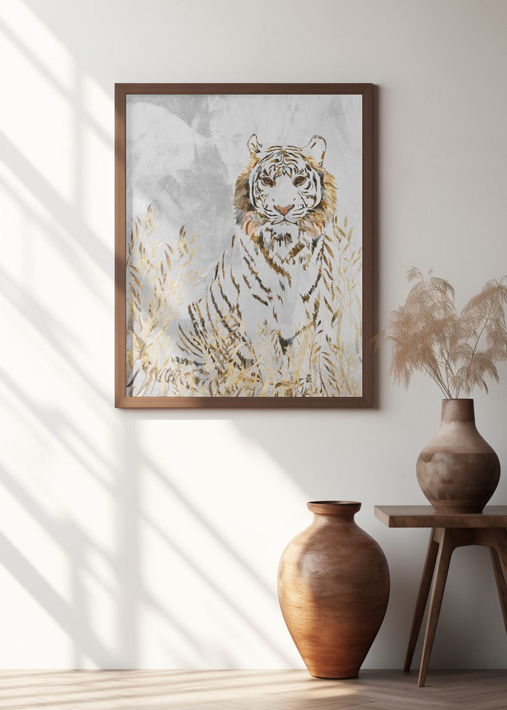 Golden Tiger in the leaves