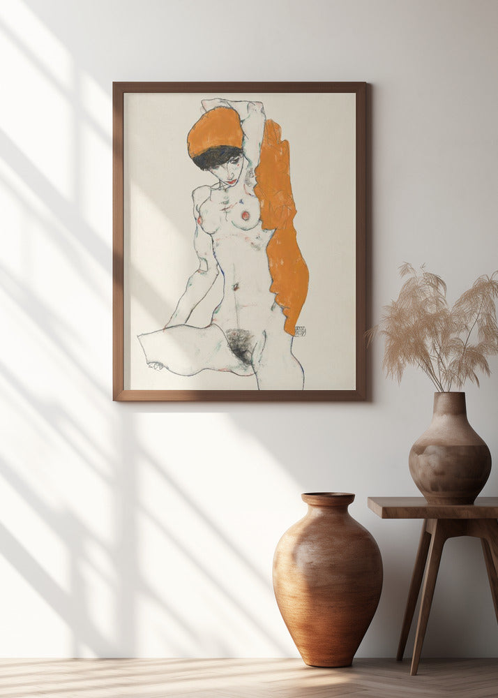 Standing Nude With Orange Drapery 1914
