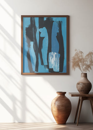 Art Prints of Stii life Vases silhouette in blue Art Print