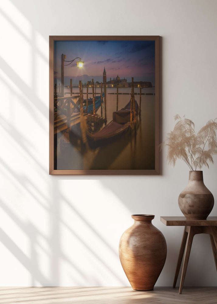VENICE Gondolas during Blue Hour