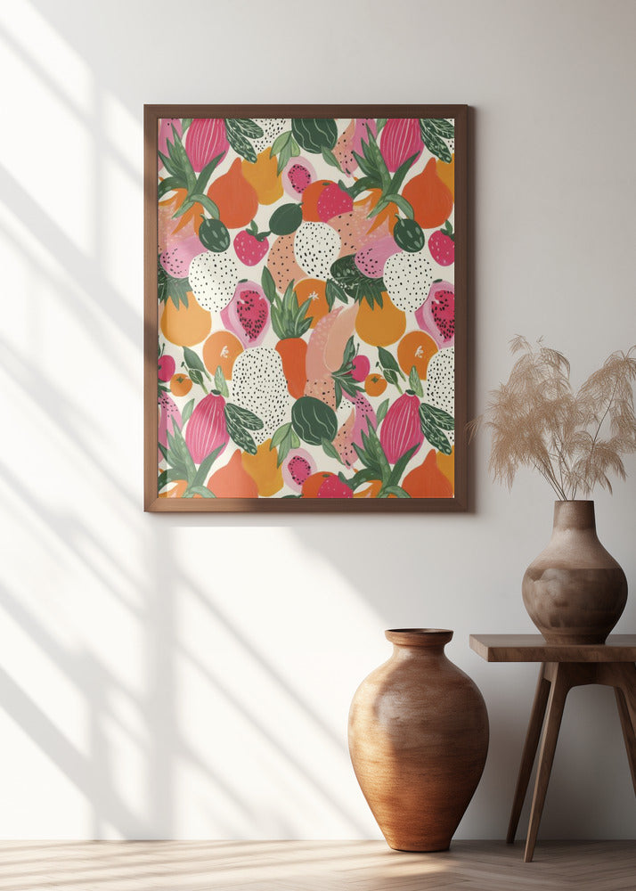 Art Prints of Fresh fruits pattern