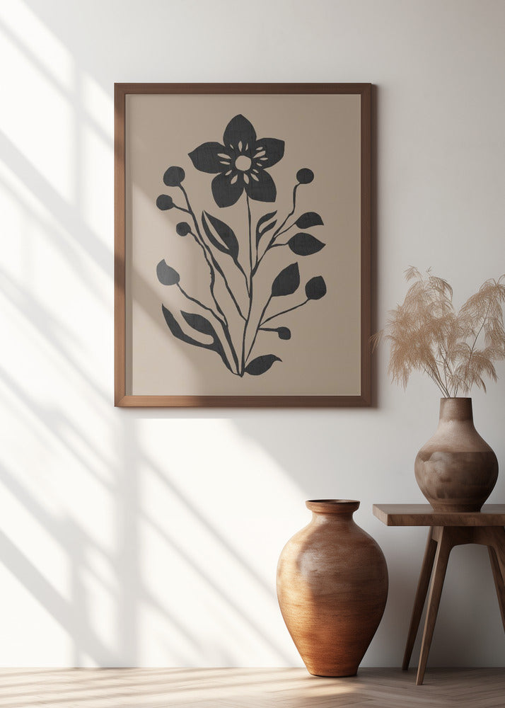 Black Flower Modern Botanical Silhouette