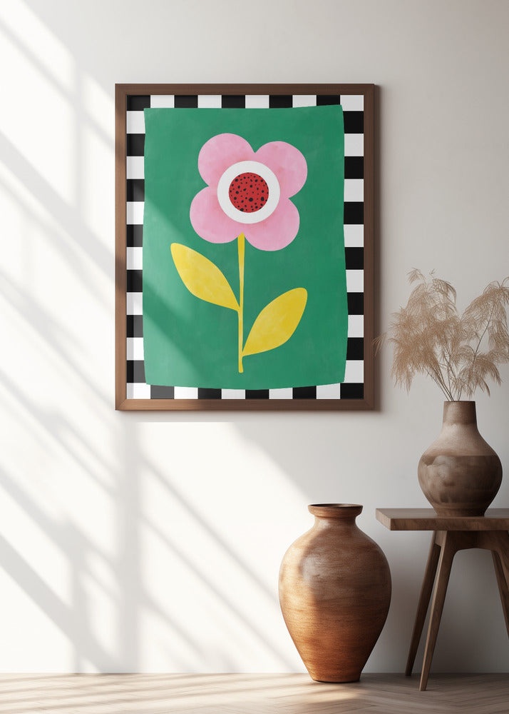 Pink Flower with Yellow Leaves